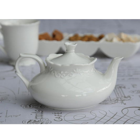 Shabby Chic Provence Teapot White Porcelain Tea Pot