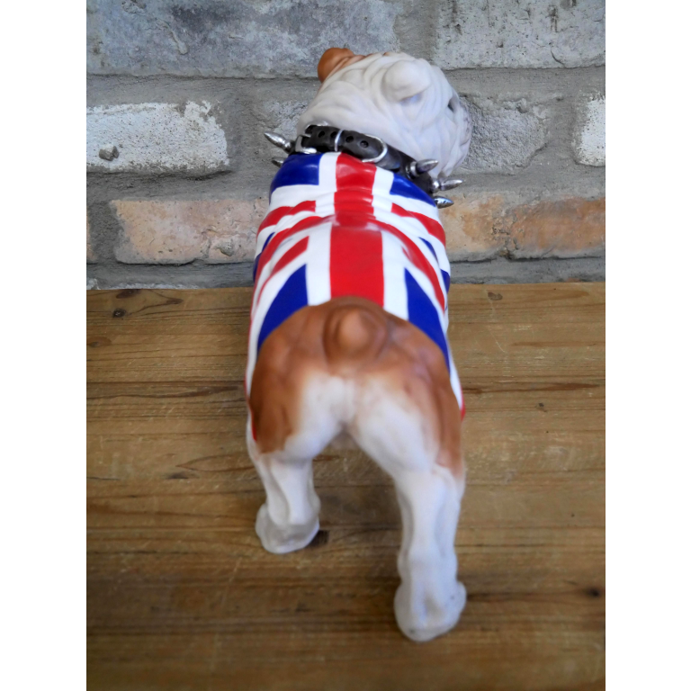British Bulldog Ornament With Union Jack Flag And Spiked Collar