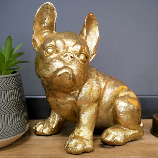 Sitting French Bulldog Ornament In Gold Colour