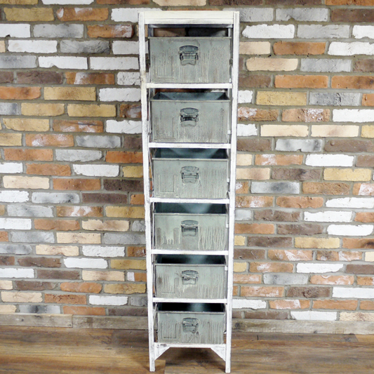 Shabby Chic Style Metal Storage Unit With 6 Drawers