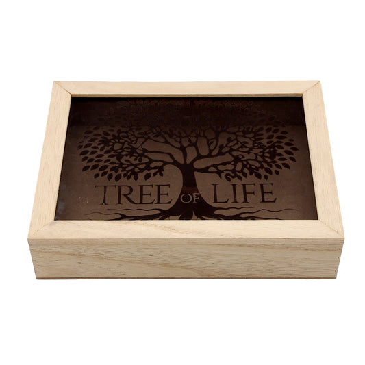Tree Of Life Six Compartment Wooden Tea Bag Box