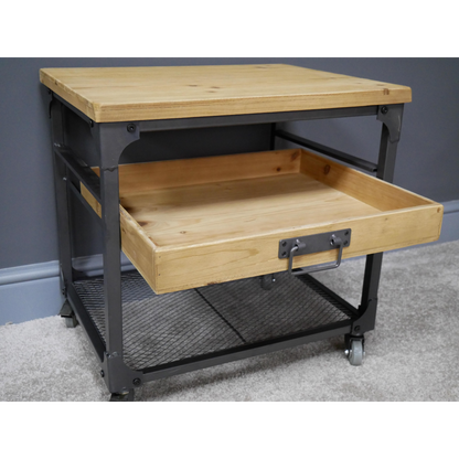 Industrial Bedside Cabinet On Wheels And One Drawer