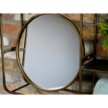 Industrial Bathroom Wall Shelf With Adjustable Mirror