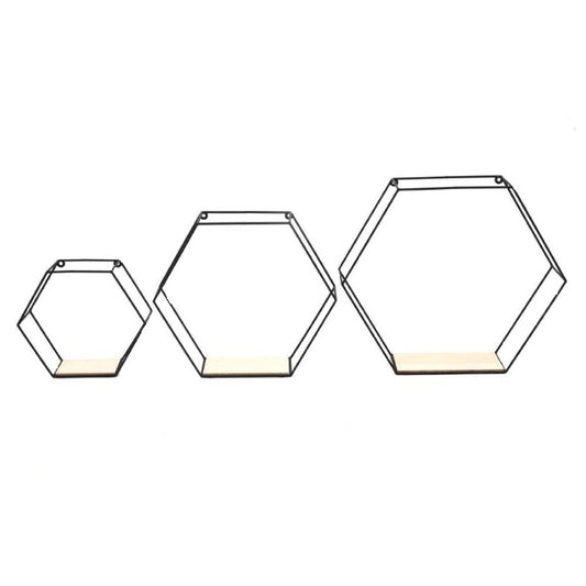 Set of 3 Hexagon Wall Shelving Units