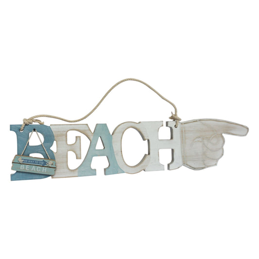 Pointing Finger Beach Direction Plaque Sign