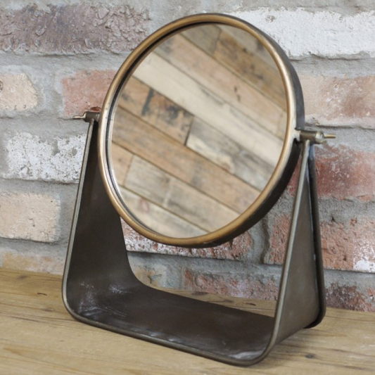 Industrial Style Metal Cheval Mirror - Round